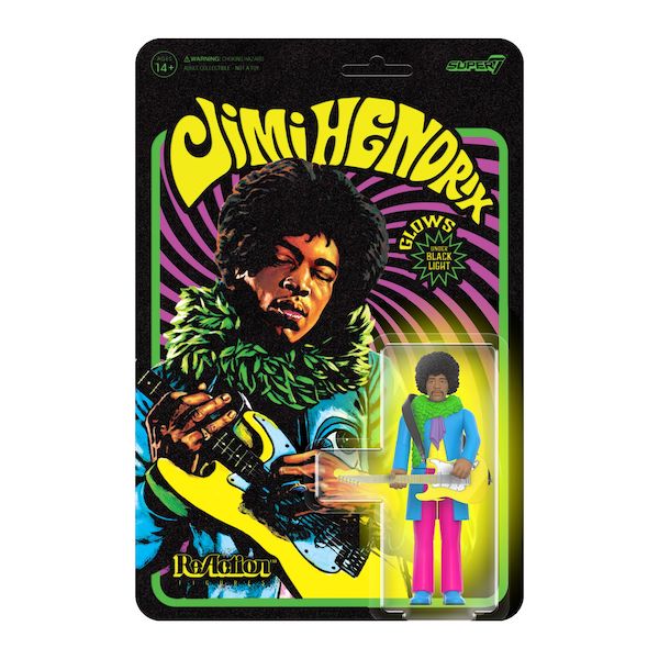 Jimi Hendrix ReAction Figure - Blacklight (Are You Experienced) - Super 7 - Indie Vinyl Den