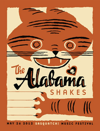 ALABAMA SHAKES - 2012 Sasquatch Festival Gig Poster rockit-t-shirts.myshopify.com #Indie_Vinyl_Den#