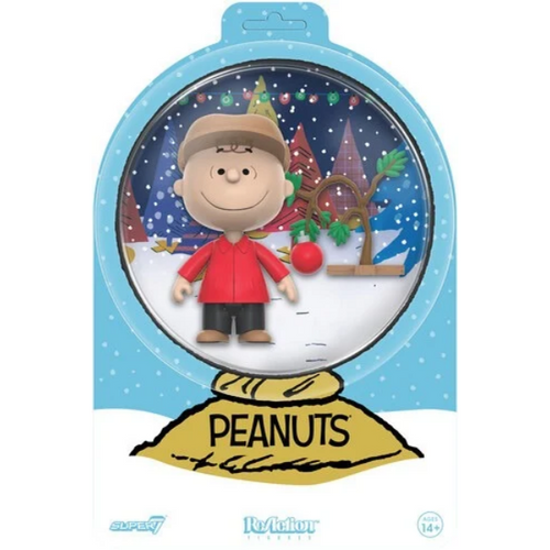 Charlie Brown & Sad Tree (Snow Globe Card Back) ReAction Figure - Super7