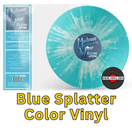 Elton John - Madman Across the Water - Blue Splatter Color Vinyl Record rockit-t-shirts.myshopify.com #Indie_Vinyl_Den#
