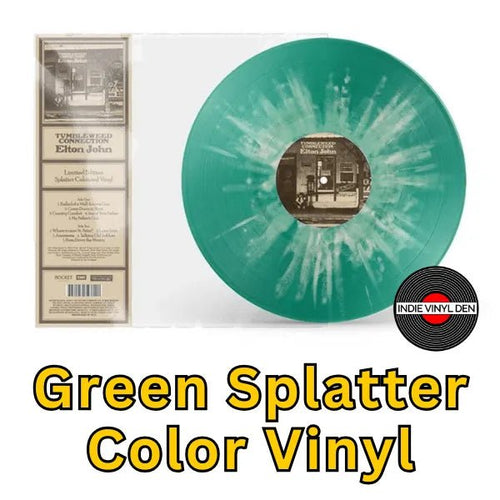 Elton John - Tumbleweed Connection - Green Splatter Color Vinyl Record rockit-t-shirts.myshopify.com #Indie_Vinyl_Den#