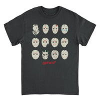 Friday the 13th Masks Black T-Shirt rockit-t-shirts.myshopify.com #Indie_Vinyl_Den#