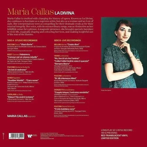 Maria Callas -  La Divina - Compilation (BEST OF CALLAS) - Red Color Vinyl