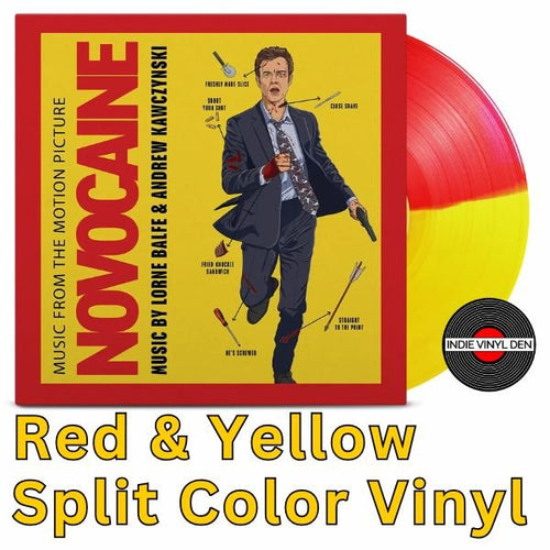 Novocaine Soundtrack - Lorne Balfe & Andrew Kawczynski - Red & Yellow Split Color Vinyl Record - Indie Vinyl Den