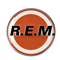 R.E.M. Logo Round Enamel Pin rockit-t-shirts.myshopify.com #Indie_Vinyl_Den#