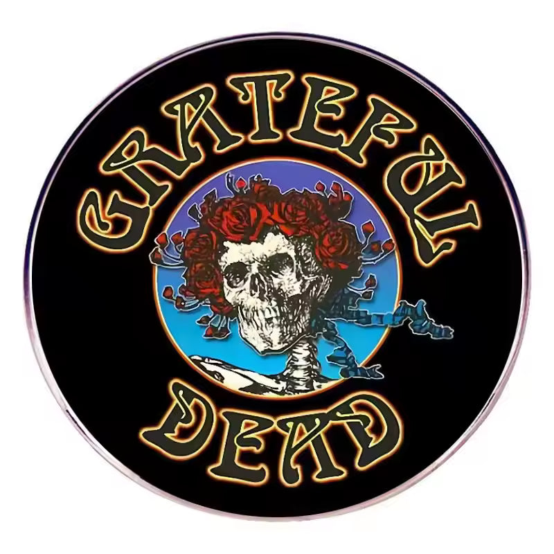Grateful Dead Skull & Roses Round - Enamel Pin
