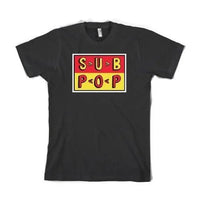 Sub Pop Cartoon Logo Ketchup & Mustard Black T-Shirt [Small size only] rockit-t-shirts.myshopify.com #Indie_Vinyl_Den#