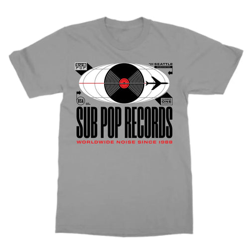 Sub Pop World Wide Noise Silver T-shirt rockit-t-shirts.myshopify.com #Indie_Vinyl_Den#