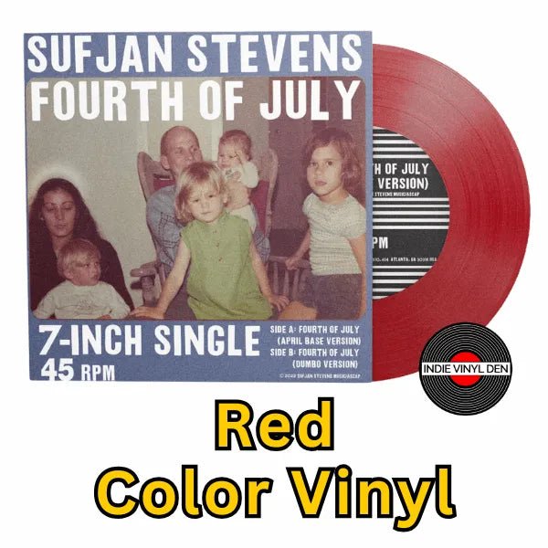Sufjan Stevens - Fourth of July - Red Color 7" Vinyl Record rockit-t-shirts.myshopify.com #Indie_Vinyl_Den#