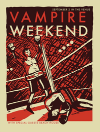 VAMPIRE WEEKEND - September 2, 2010 Gig Poster rockit-t-shirts.myshopify.com #Indie_Vinyl_Den#
