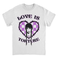 Wednesday Love is Torture White T-Shirt rockit-t-shirts.myshopify.com #Indie_Vinyl_Den#