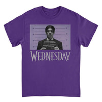 Wednesday Mug Shot Purple T-Shirt rockit-t-shirts.myshopify.com #Indie_Vinyl_Den#