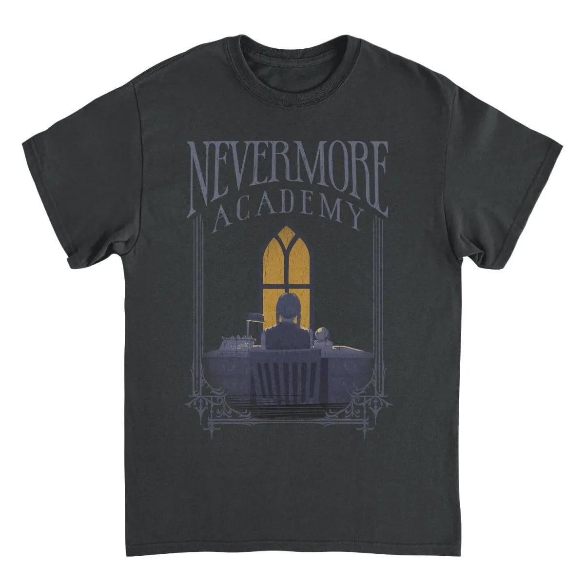 Wednesday Nevermore Desk Frame Black T-Shirt rockit-t-shirts.myshopify.com #Indie_Vinyl_Den#