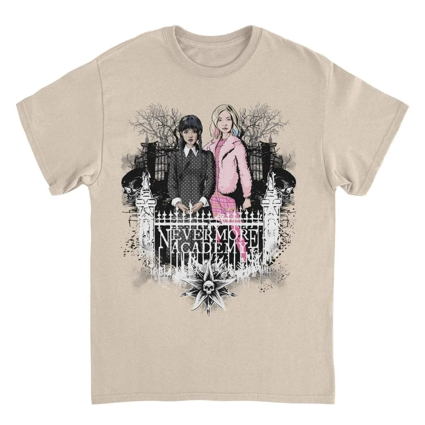 Wednesday Nevermore Gate Sand T-Shirt