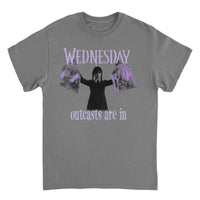 Wednesday Outcasts Are In Charcoal T-Shirt rockit-t-shirts.myshopify.com #Indie_Vinyl_Den#
