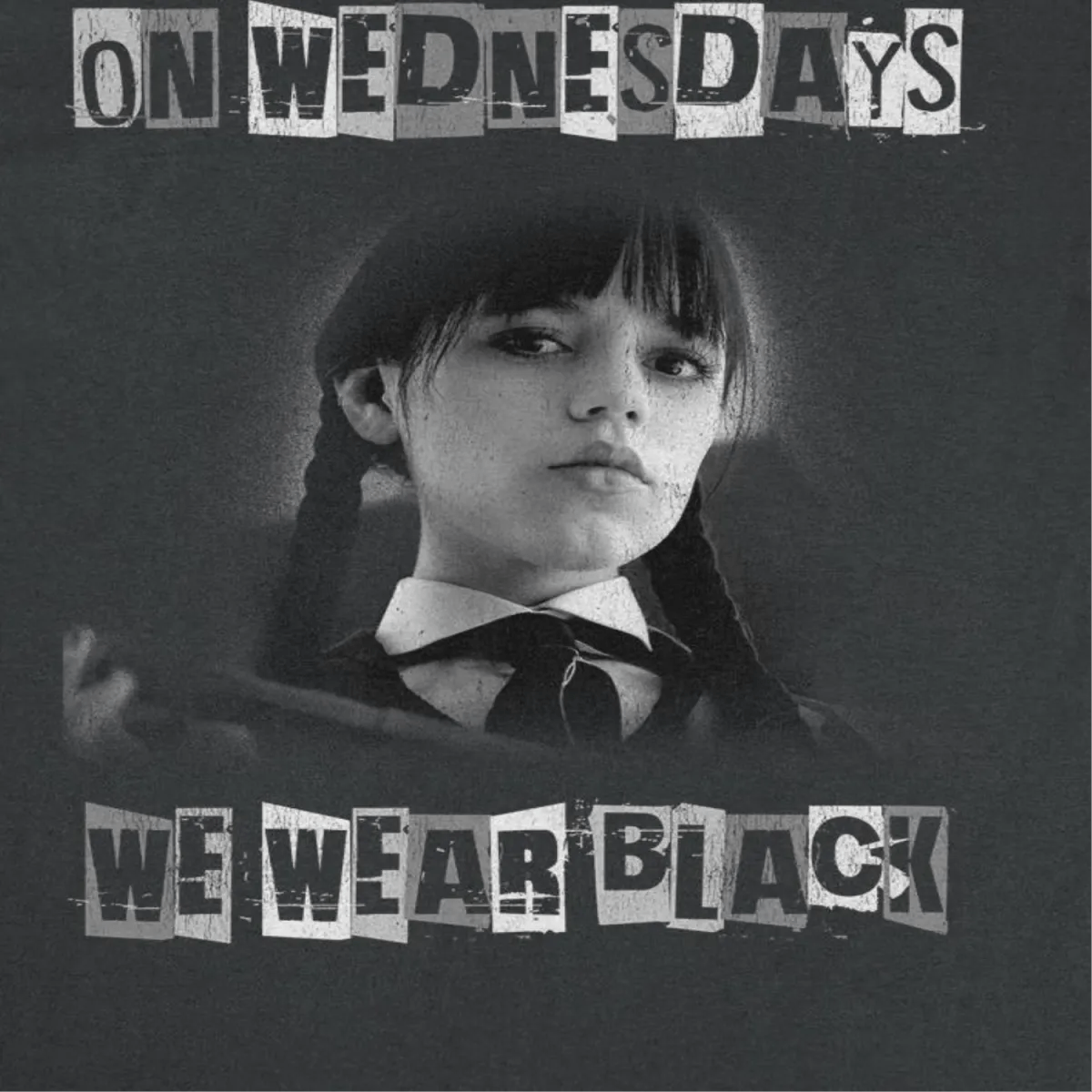 Wednesday Wear Black Distress Black T-Shirt