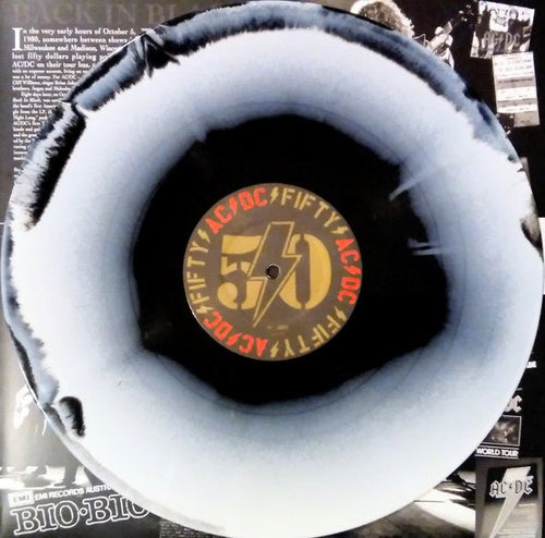 AC/DC - Back in Black (50th Anniversary) - Black/White Swirl Color Vinyl Record