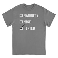 Christmas T-Shirt - Naughty Nice I Tried - Indie Vinyl Den