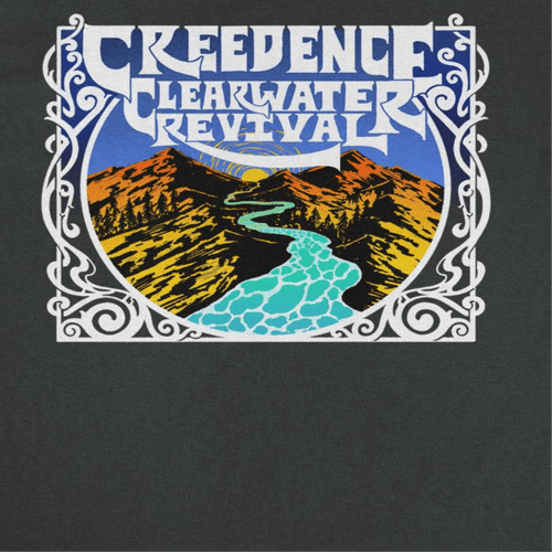 Credence Clearwater Revival Retro Mountains Black T-Shirt - Indie Vinyl Den