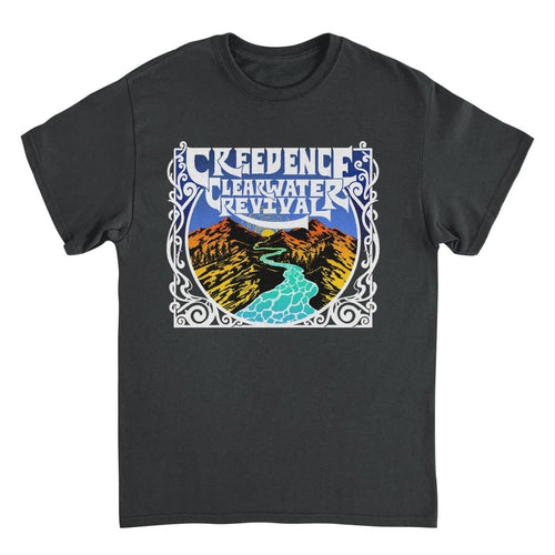Credence Clearwater Revival Retro Mountains Black T-Shirt - Indie Vinyl Den