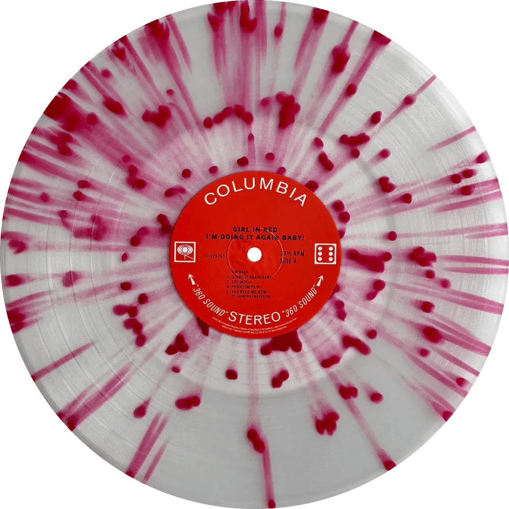 girl in red - I'M DOING IT AGAIN BABY! - RARE Red Splatter Color Vinyl Record (SCENTED) rockit-t-shirts.myshopify.com #Indie_Vinyl_Den#