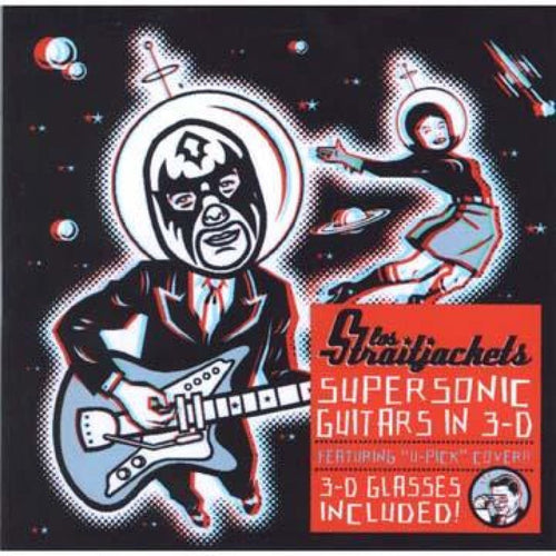 Los Straitjackets - Supersonic Guitars in 3-D - RED & BLUE SWIRL Color Vinyl Record
