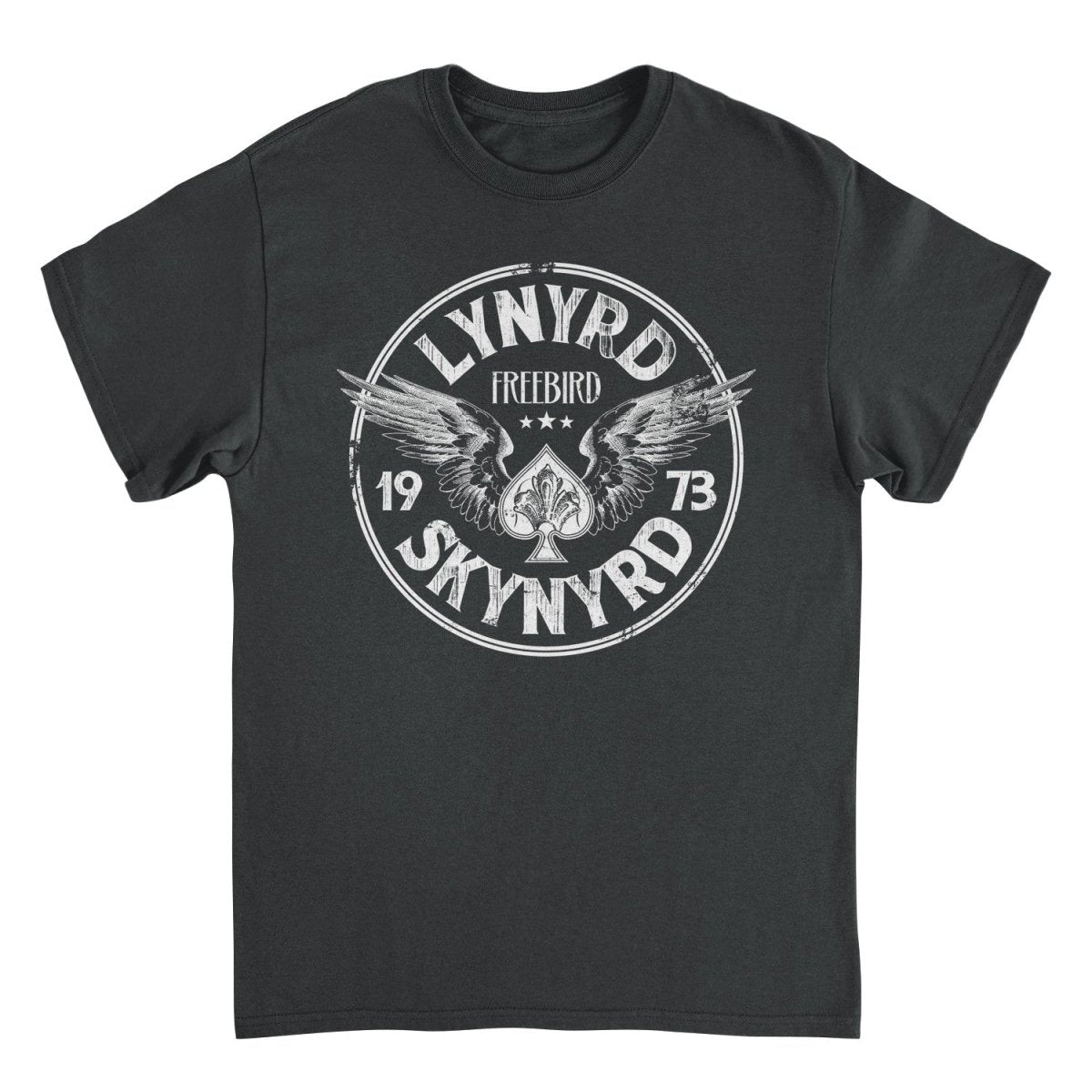 Lynyrd Skynyrd Firebird 1973 Ace Circle White Black T-Shirt
