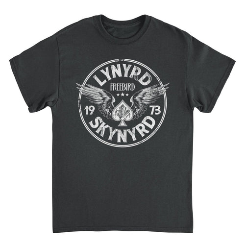 Lynyrd Skynyrd Firebird 1973 Ace Circle White Black T-Shirt - Indie Vinyl Den