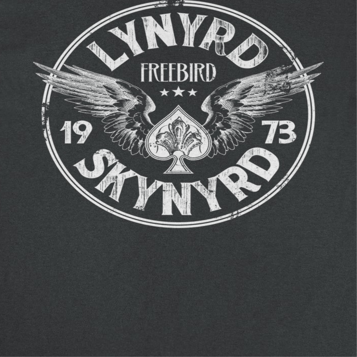 Lynyrd Skynyrd Firebird 1973 Ace Circle White Black T-Shirt