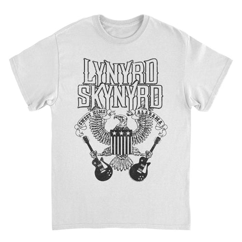 Lynyrd Skynyrd Guitars American Shield Black White T-Shirt - Indie Vinyl Den