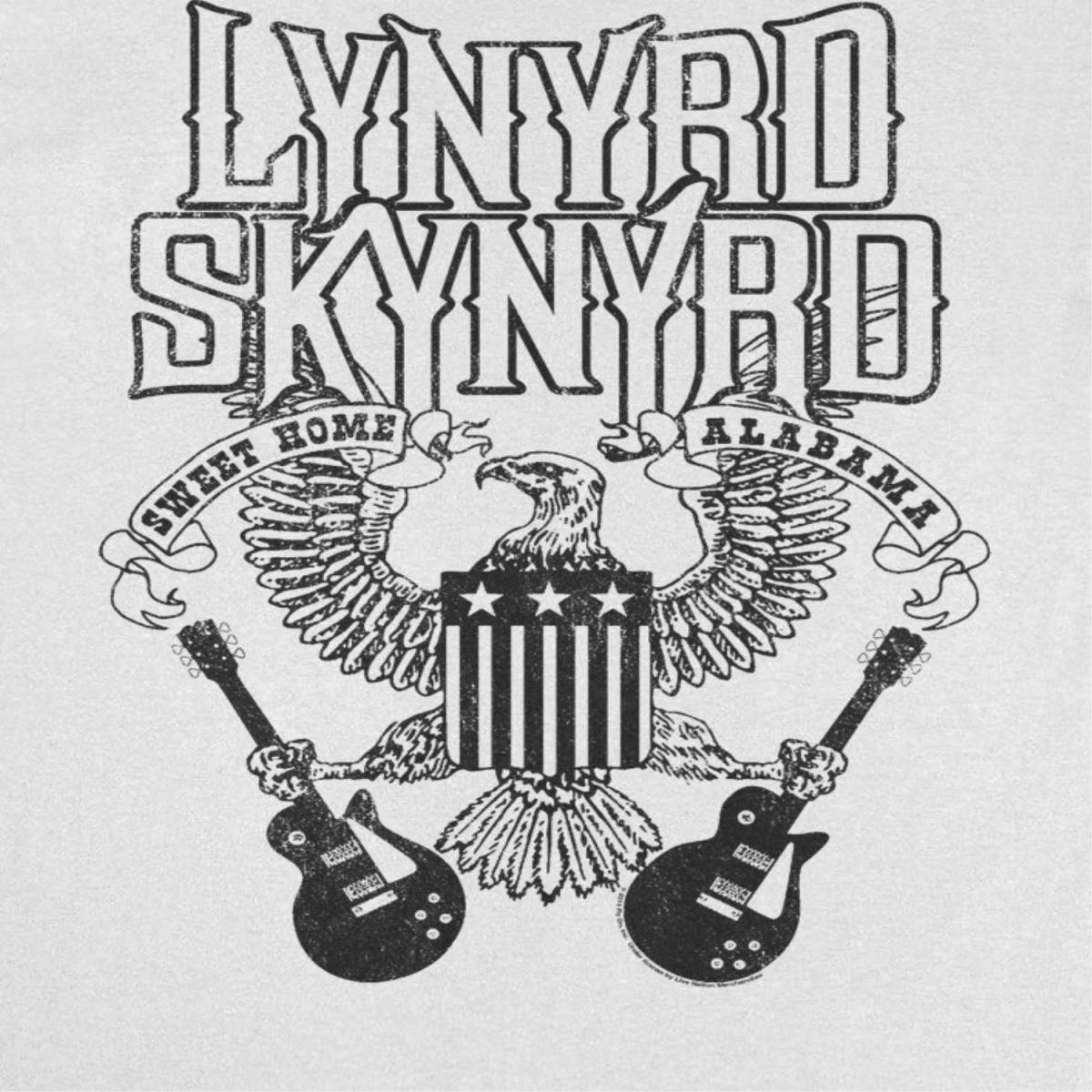 Lynyrd Skynyrd Guitars American Shield Black White T-Shirt