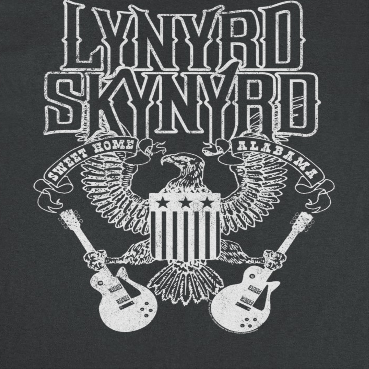 Lynyrd Skynyrd Guitars American Shield White Black T-Shirt