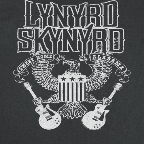 Lynyrd Skynyrd Guitars American Shield White Black T-Shirt - Indie Vinyl Den