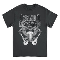 Lynyrd Skynyrd Guitars American Shield White Black T-Shirt - Indie Vinyl Den