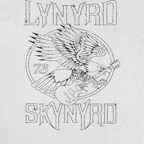 Lynyrd Skynyrd Outlined Eagle Guitar Black White T-Shirt - Indie Vinyl Den