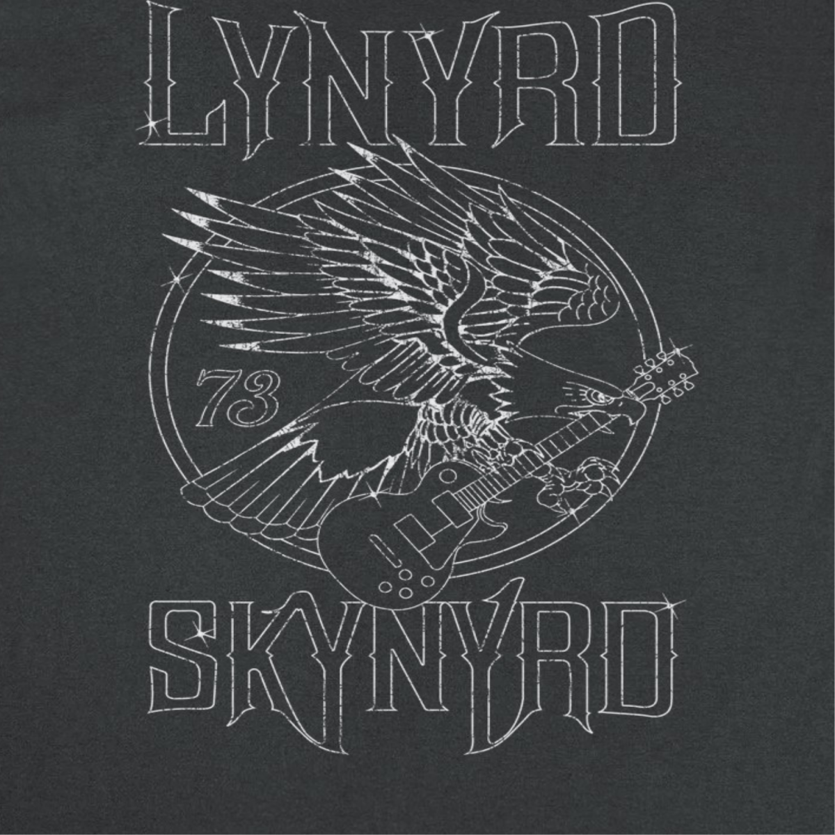 Lynyrd Skynyrd Outlined Eagle Guitar White Black T-Shirt