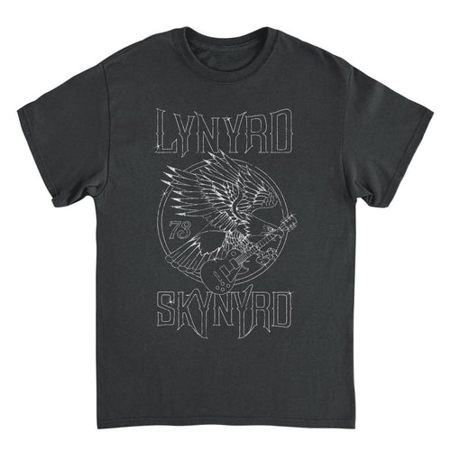 Lynyrd Skynyrd Outlined Eagle Guitar White Black T-Shirt - Indie Vinyl Den