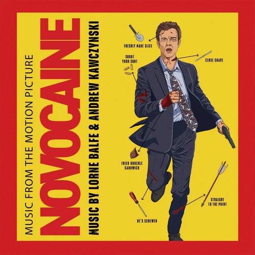 Novocaine Soundtrack - Lorne Balfe & Andrew Kawczynski - Red & Yellow Split Color Vinyl Record - Indie Vinyl Den