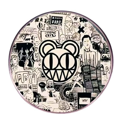 Radiohead Bear Newsprint Round - Enamel Pin - Indie Vinyl Den