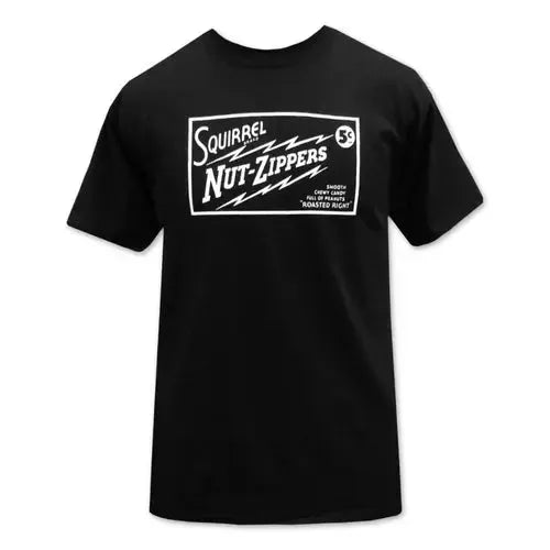 Squirrel Nut Zippers - Roasted Right Logo on Black T-shirt [Med size only]