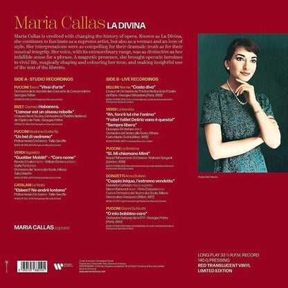 Maria Callas - La Divina - Compilation (BEST OF CALLAS) - Red Color Vinyl - Indie Vinyl Den