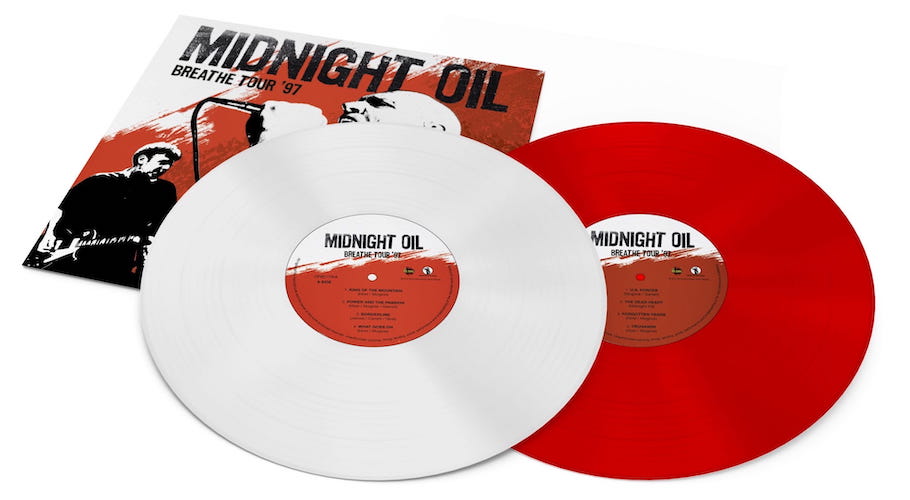 Midnight Oil - Pleasure Island, Live - Red & White Color Vinyl 2LP Import - Indie Vinyl Den