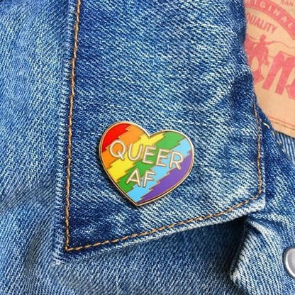 Queer AF Enamel Pin - Indie Vinyl Den