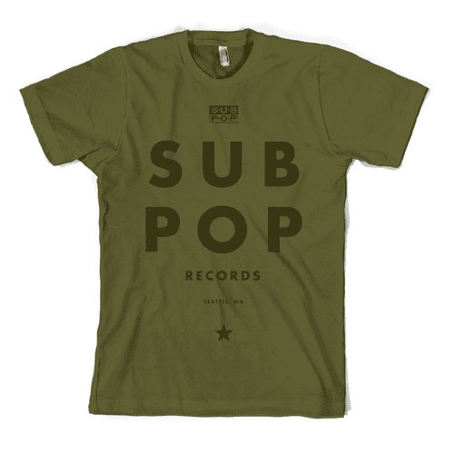 Sub Pop Army Green Futura T-Shirt - Indie Vinyl Den