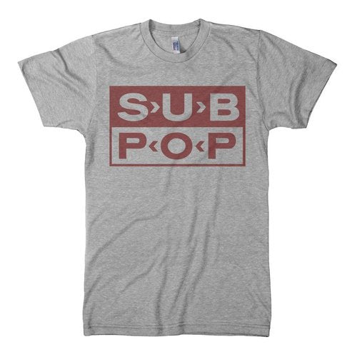 Sub Pop Logo Grey w/Crimson T-Shirt - Indie Vinyl Den