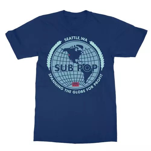 Sub Pop Spanning the Globe Blue T-Shirt - Indie Vinyl Den
