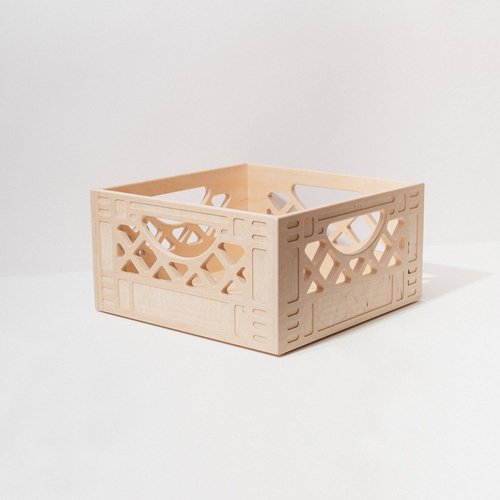 Wooden Milk Crate - Short Square - Indie Vinyl Den